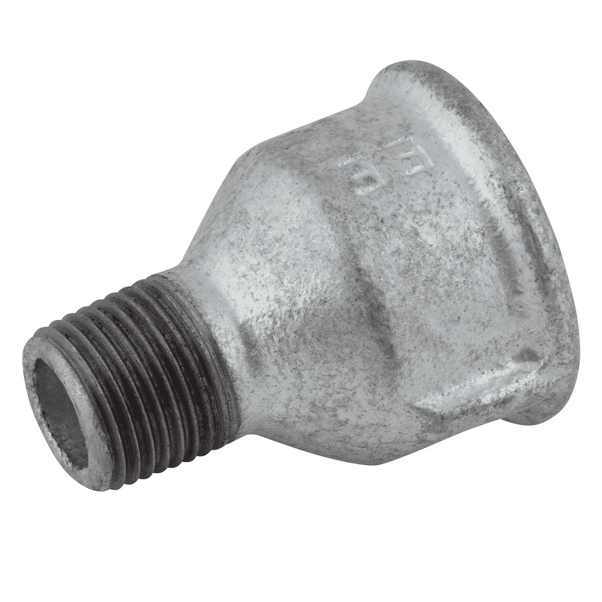 1/2" BSPT Male x 1" BSPP Female Galvanised Malleable Iron Reducing Socket