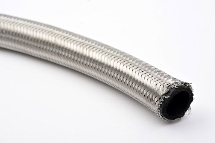 1/4" Bore Nitrile Rubber Hose c/w Single Stainless Steel Braid