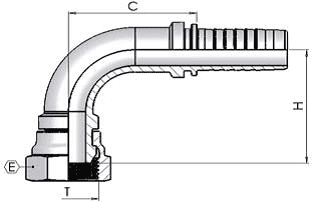 1" BSP Female Swept 90 x 1" Hose
