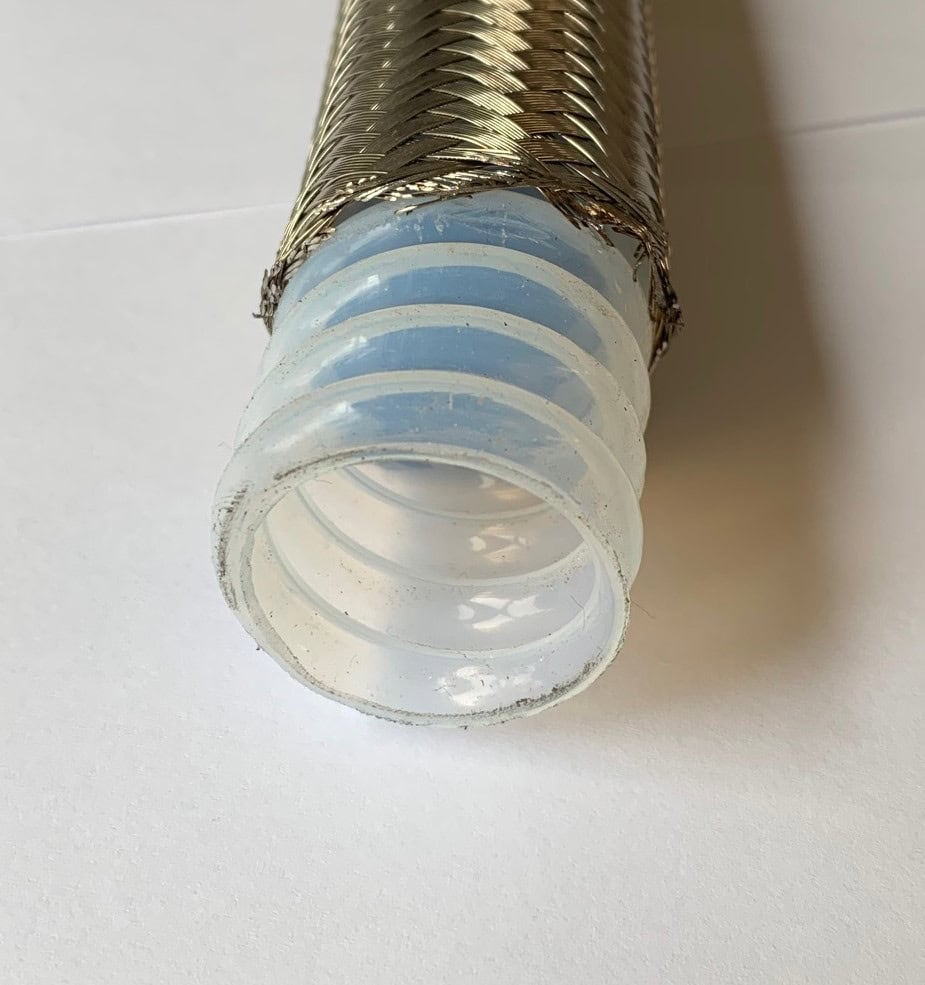 1.1/2" Convoluted Bore PTFE c/w Single Stainless Steel Braid x 10 Mtr