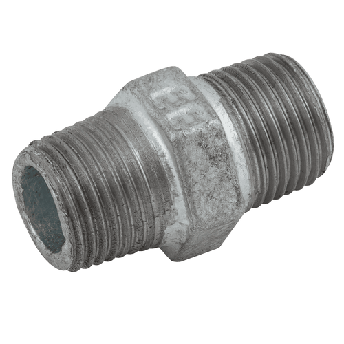 1.1/2" BSPT Galvanised Malleable Iron Equal Male/Male Hexagon Nipple