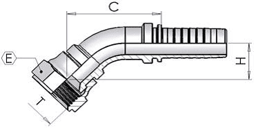 9/16" JIC Female Swept 45 x 1/4" Hose