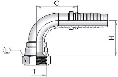 9/16" JIC Female Swept 90 x 1/4" Hose