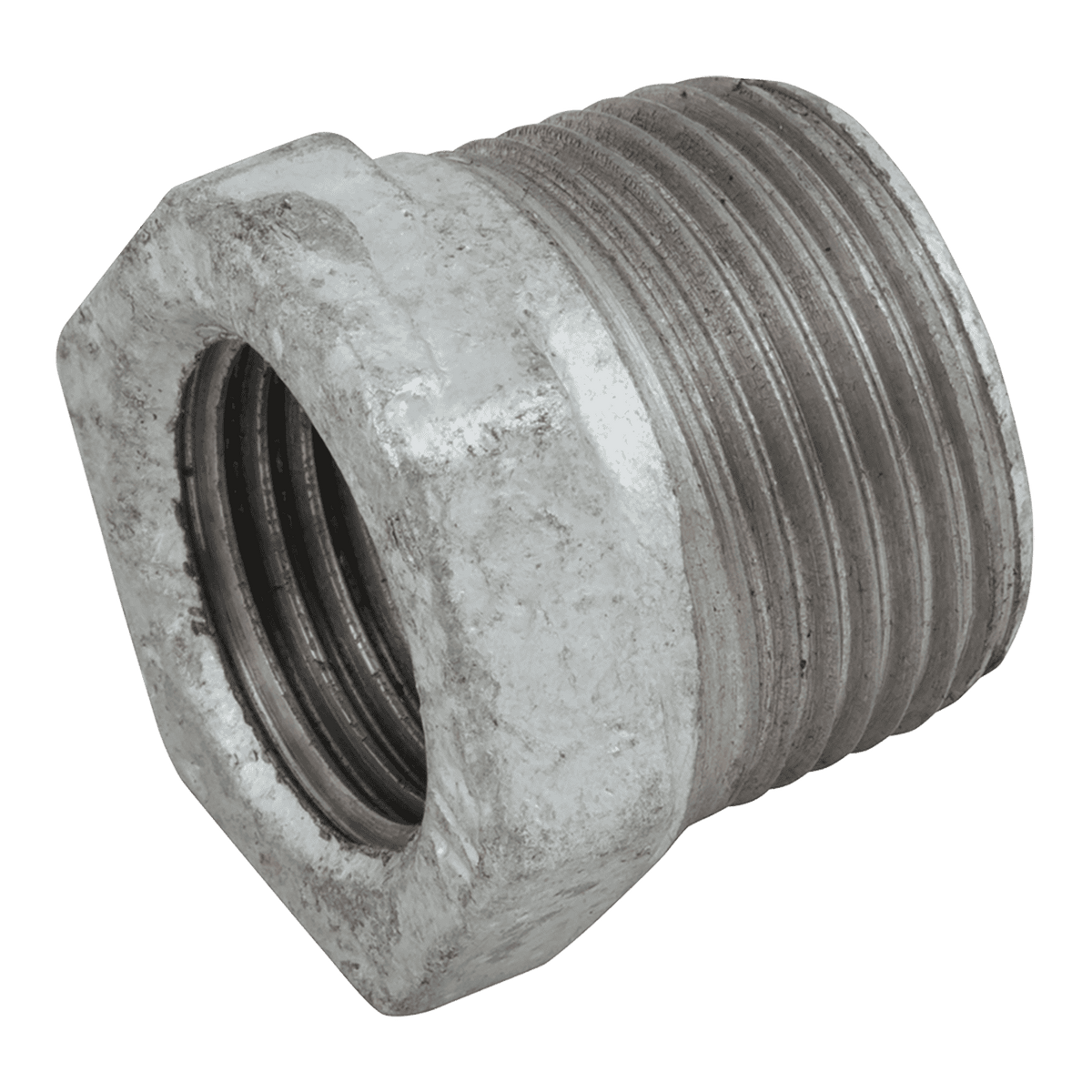 3/8" BSPT x 1/4" BSPP Galvanised Malleable Iron Male/Female Reducing Bush