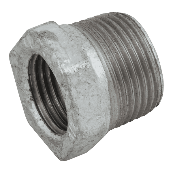 1" BSPT x 1/2" BSPP Galvanised Malleable Iron Male/Female Reducing Bush
