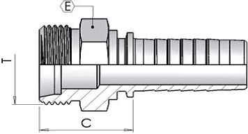 20 O/D 'S' Male Straight x 3/4" Hose