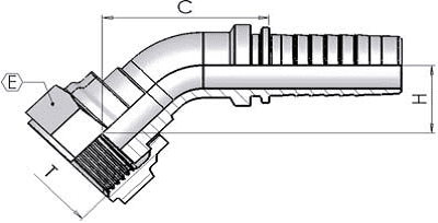 1" ORFS Female Swept 45 x 5/8" Hose