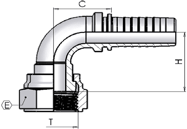 1.11/16" ORFS Female Swept 90 x 1" Hose